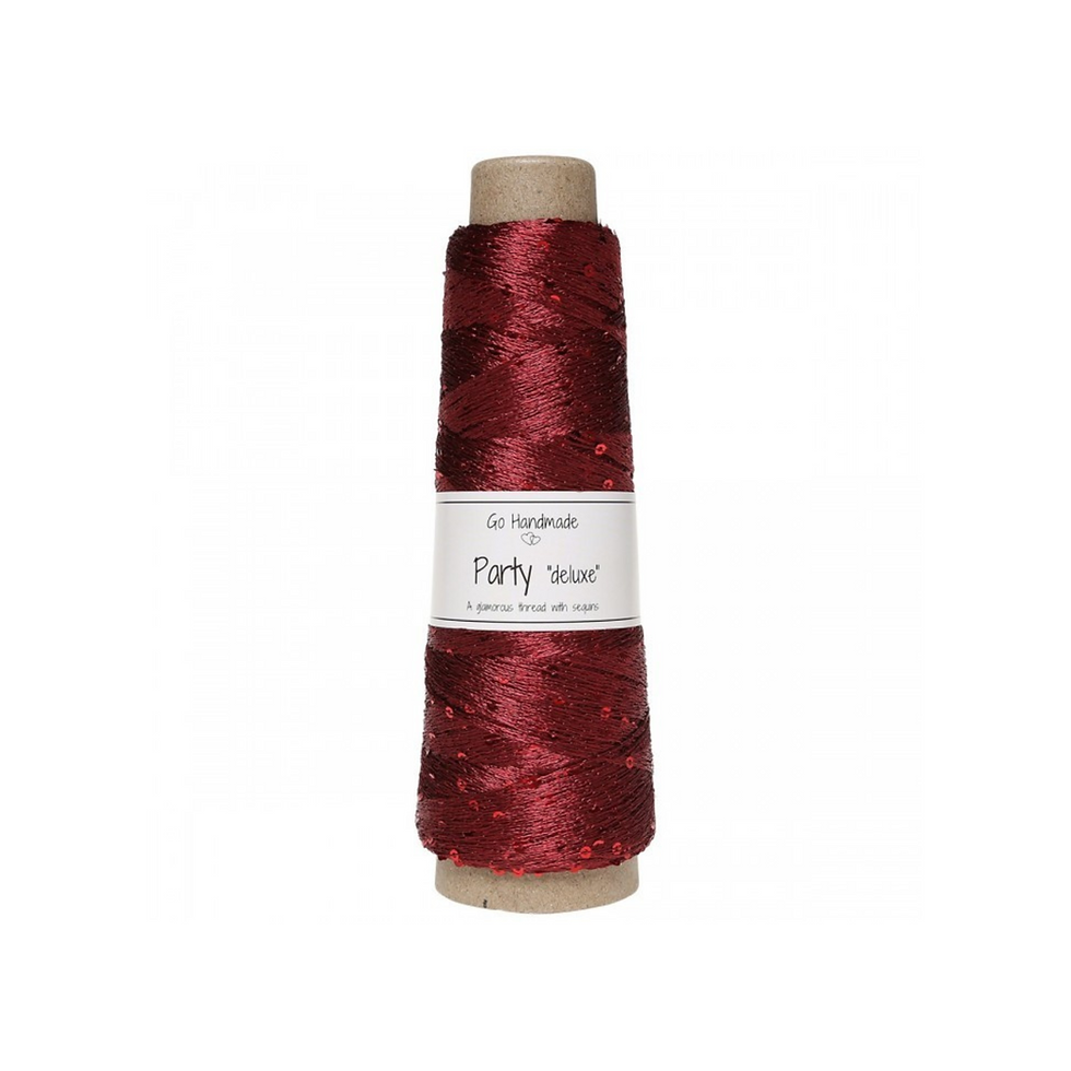 Thumbnail: Party Deluxe | Fancy Yarns Australia | Sequin Yarn | Eco-Friendly Yarn | Recycled Eco, Novelty Yarns in colour Burgundy