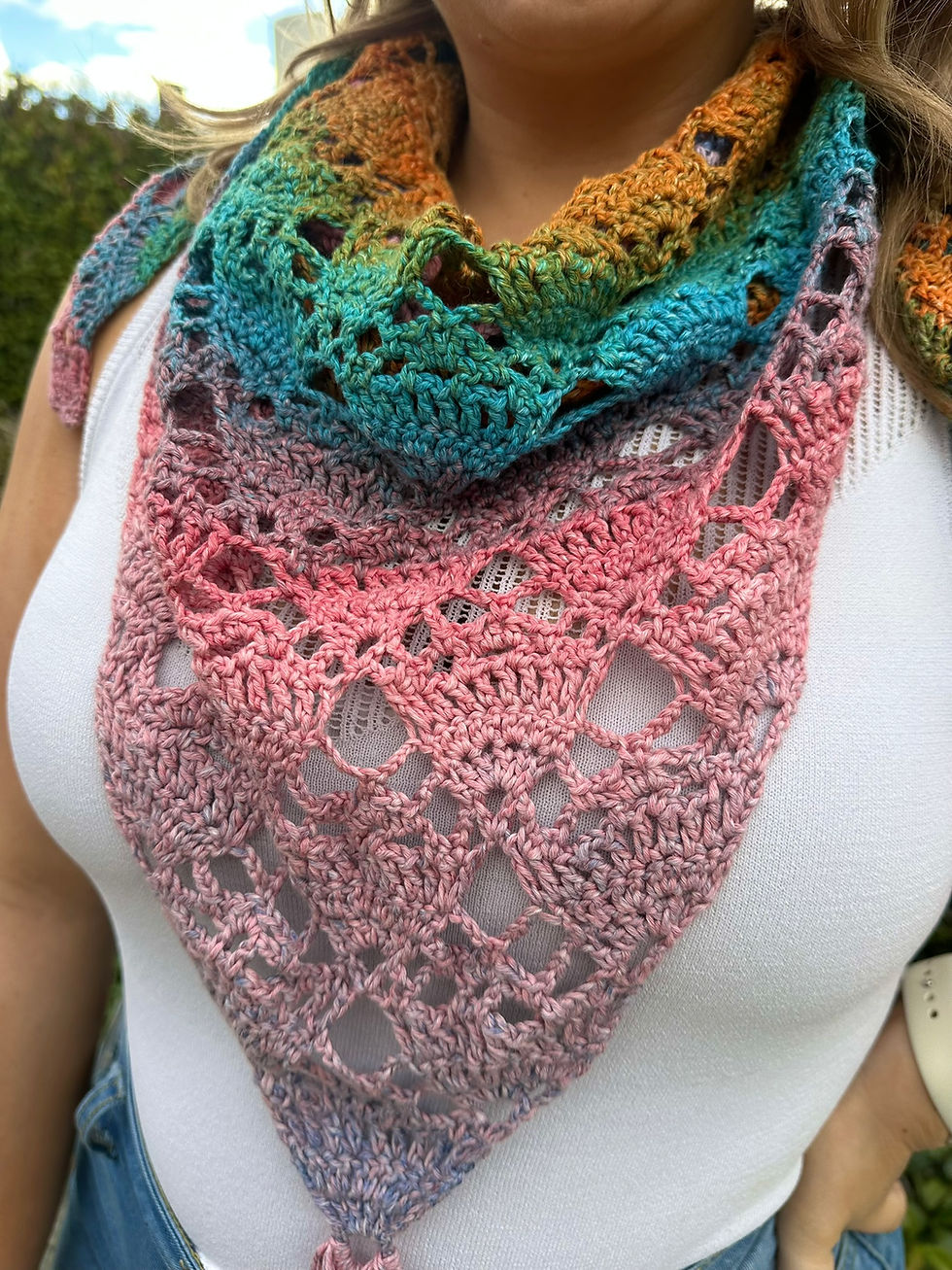 Thumbnail: Gorges Shawl Kit | Intermediate Crochet Shawl in Alga
