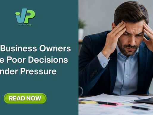 Stressed business owner overwhelmed with work pressure and decision-making, highlighting how stress, admin overload, and lack of support can impact business growth and leadership performance.