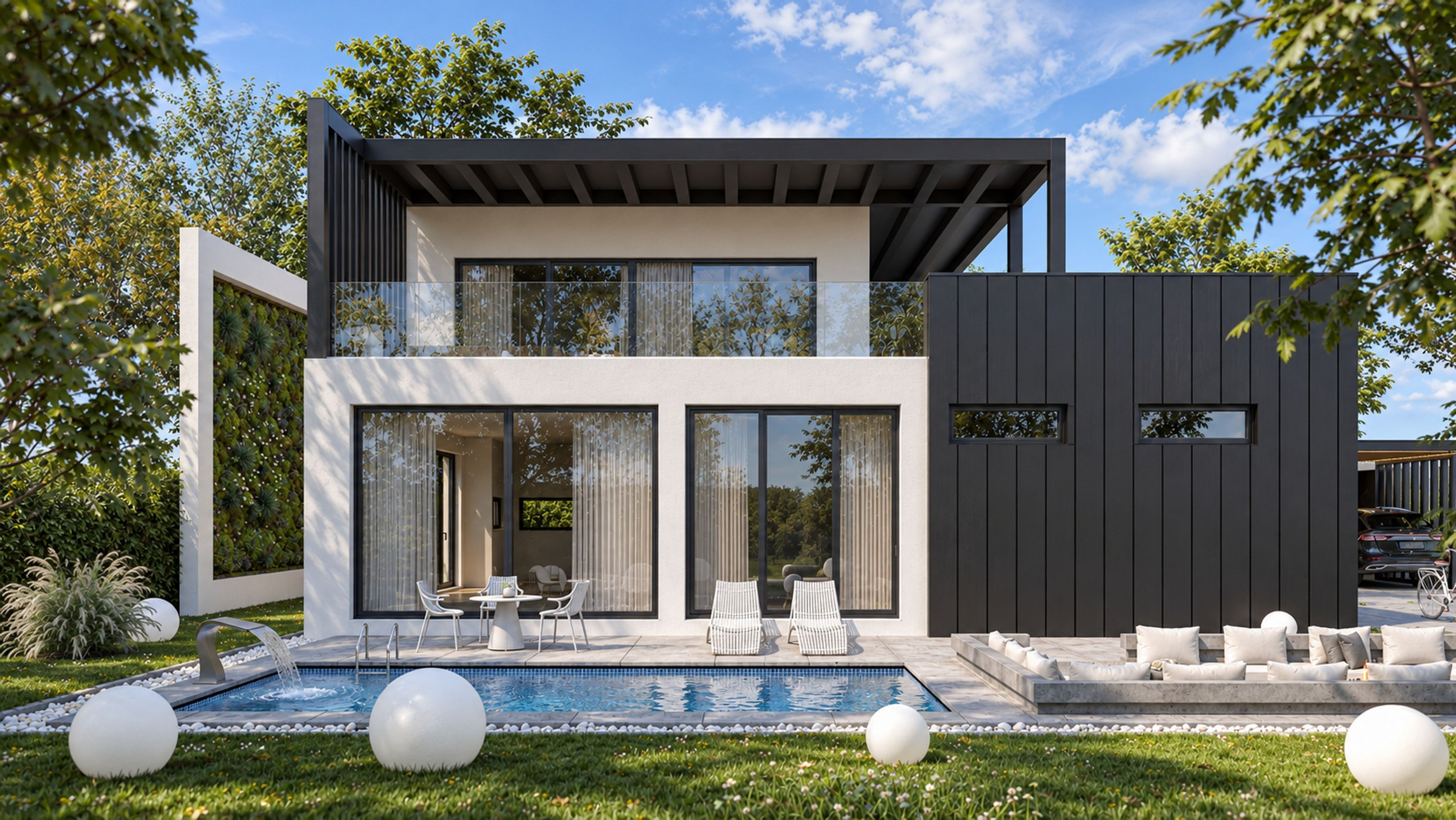 Modern house in Rehagen, Brandenburg, with garden and pool – architecture and facade design by ED Interior Design