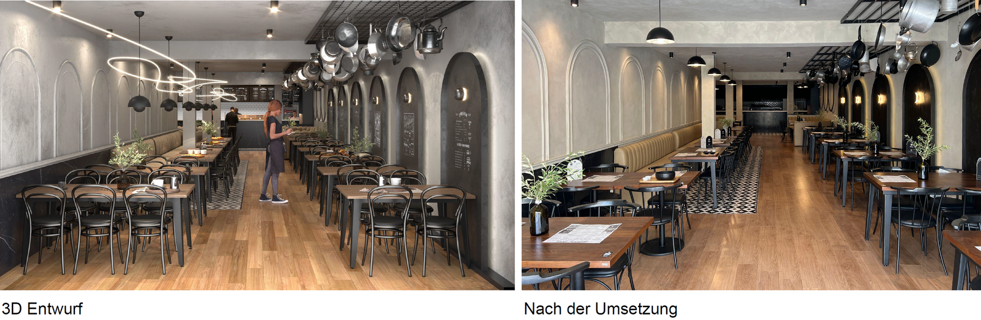 Restaurant in Berlin, interior design, loft style. Interior designer, interior architecture.