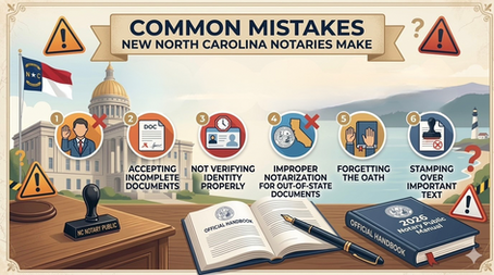 Common notary mistakes in North Carolina and how to avoid errors with identification, notarization procedures, and required steps