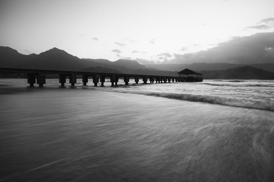 Das Hanalei Pier auf der Pazifik-Insel Kaua'i, Hawaii.