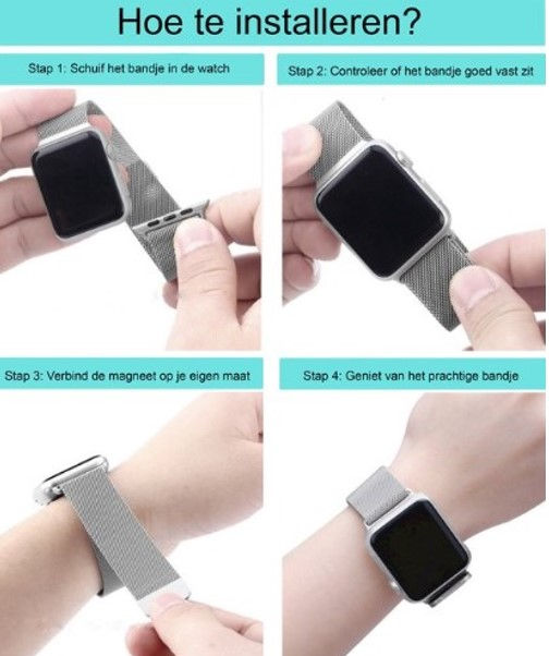 Thumbnail: Milanese band geschikt voor Apple Watch 1/2/3/4/5/6/7/8/SE - 42/44/45MM - Zilver