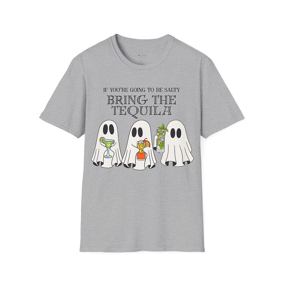 Thumbnail: Salty Tequila Ghosts Unisex Tee, Comfy Graphic T-Shirt, Autumn tee