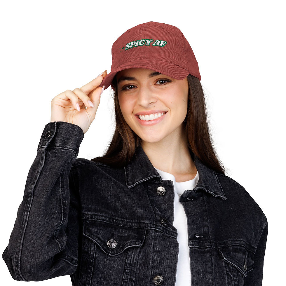 Thumbnail: Vintage Embroidered Corduroy Cap - Spicy AF, Casual Hat, Gift for Her
