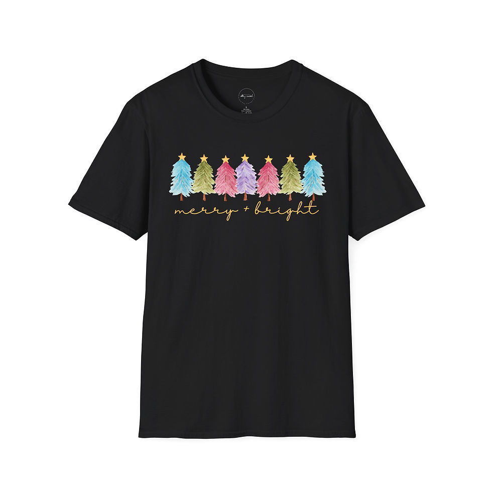 Thumbnail: Christmas Trees Watercolor T-Shirt - Happy Holidays Pastel Tree Tee