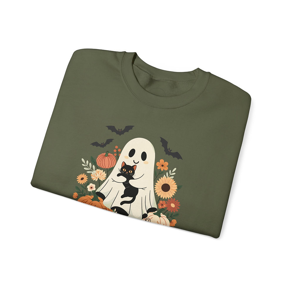 Thumbnail: Fall Vibes Cute Ghost Crewneck Sweatshirt, Fun Fall Wear, Cozy