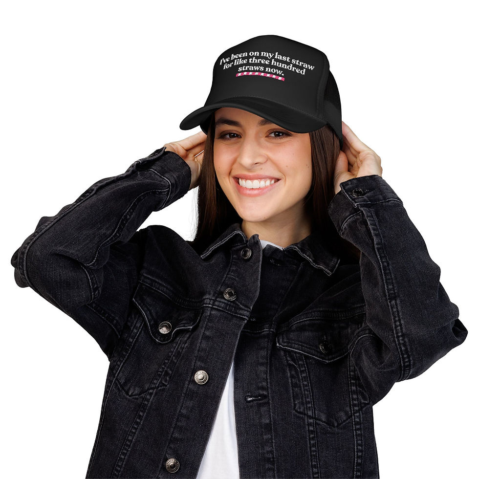 Thumbnail: Last Straw Trucker Hat, Embroidered Mesh Cap
