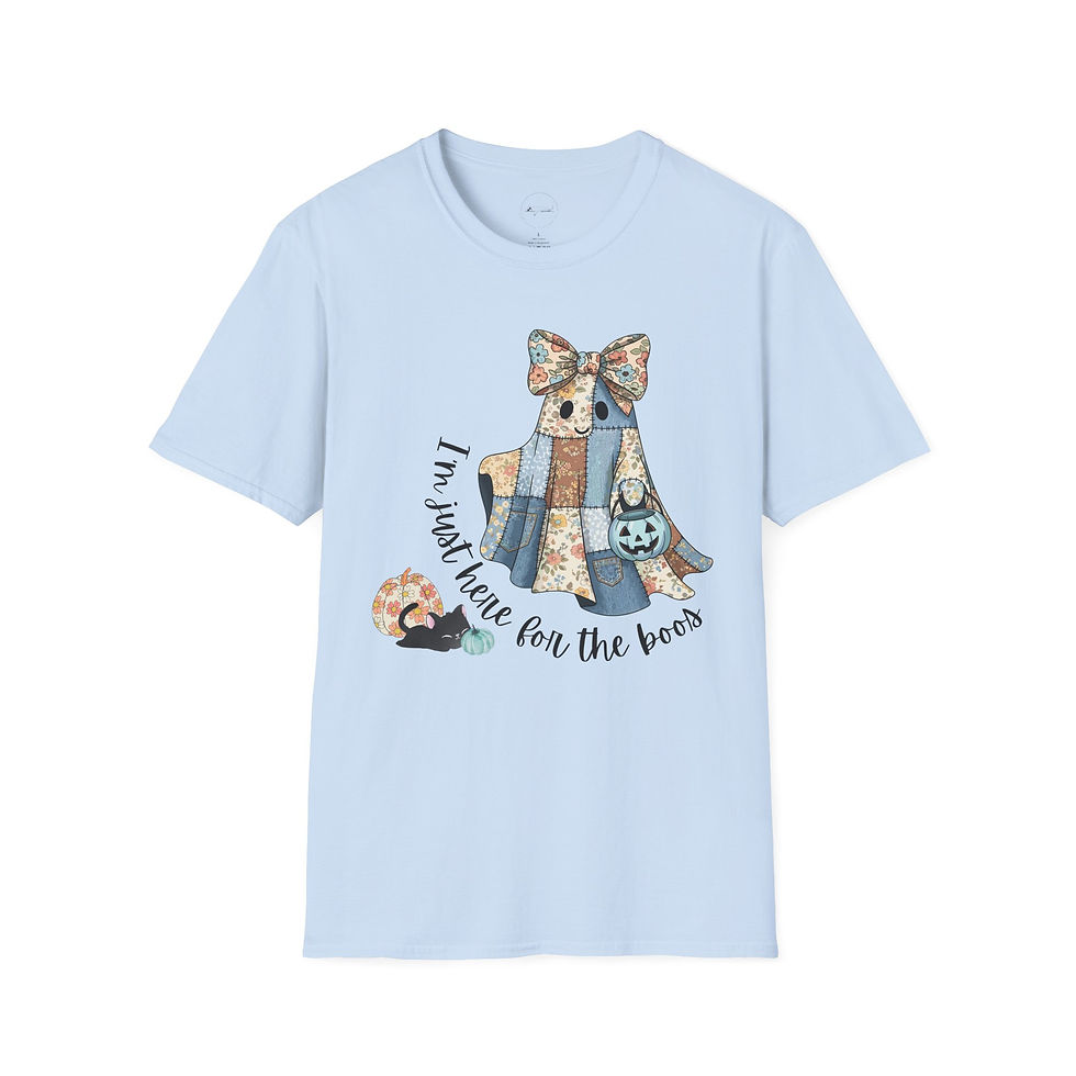 Thumbnail: I'm Just Here for the Boos, Unisex T-Shirt, Teal Pumpkin Cute Ghost