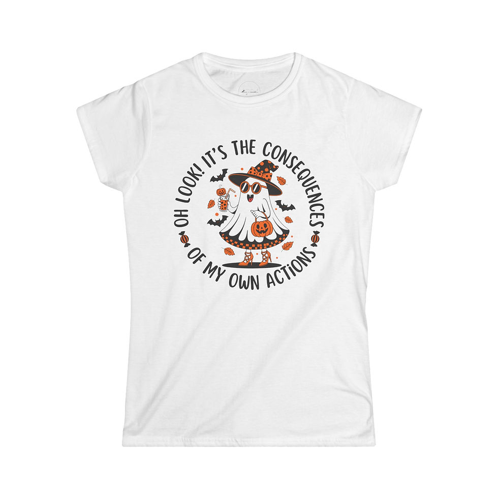 Thumbnail: Cute Ghost Consequences of My Actions - Women's Softstyle Tee, Fall Top