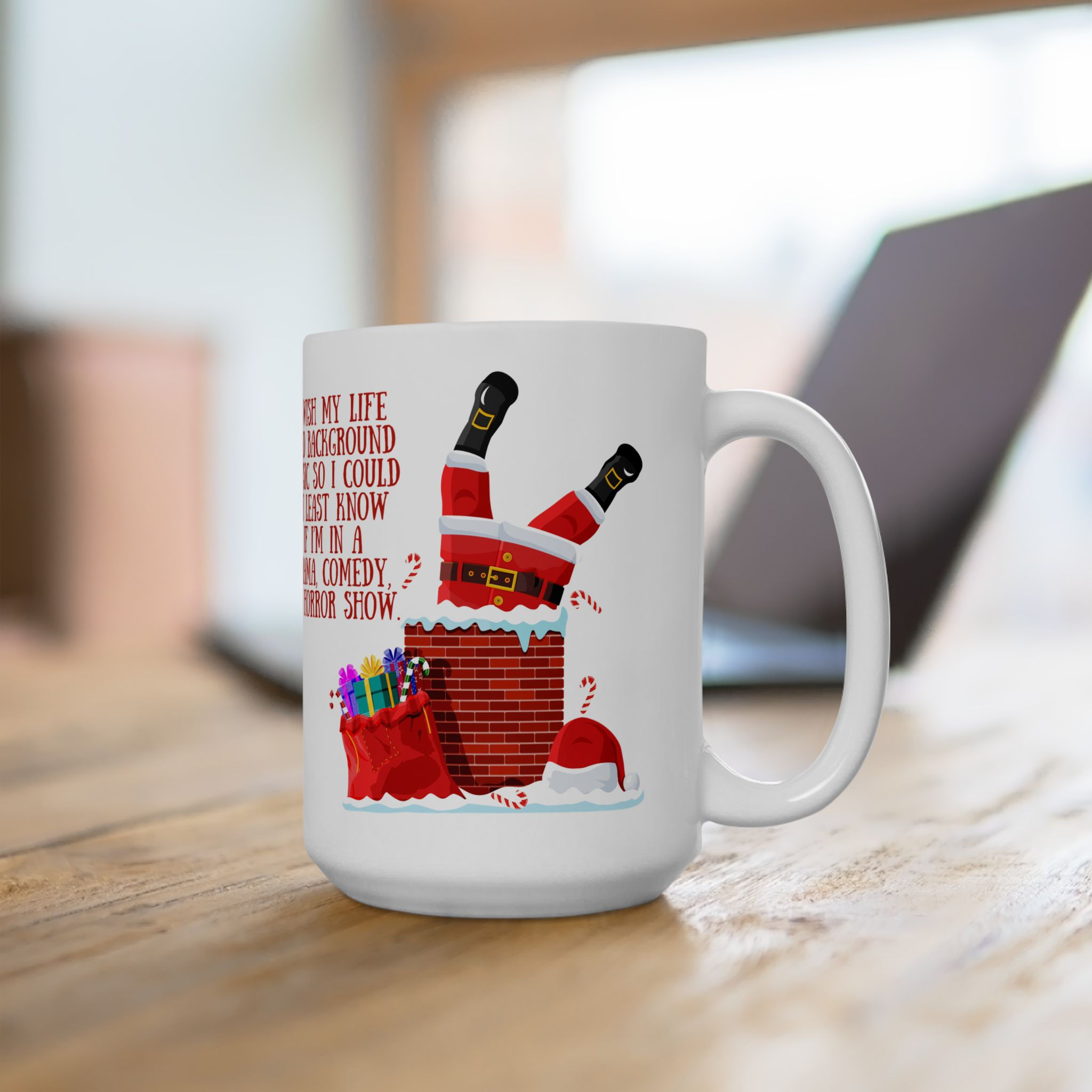 Santa Background Music Holiday Ceramic Mug 