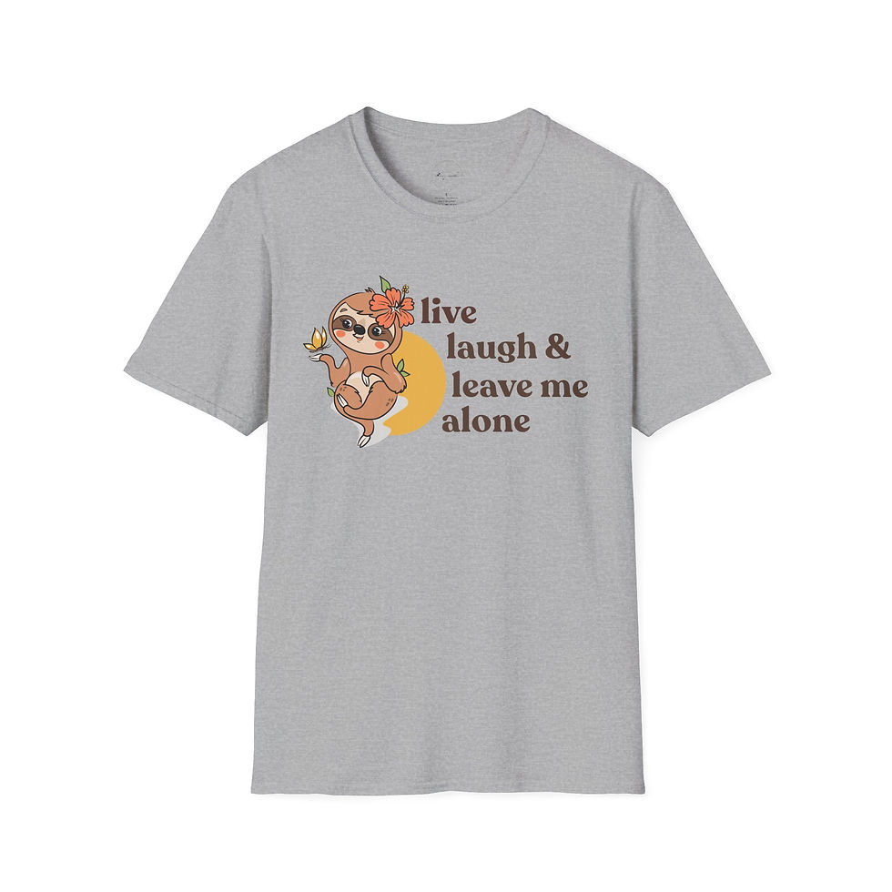 Thumbnail: Live Laugh & Leave Me Alone Sloth Unisex T-Shirt, Cute Lazy Day Graphic Tee