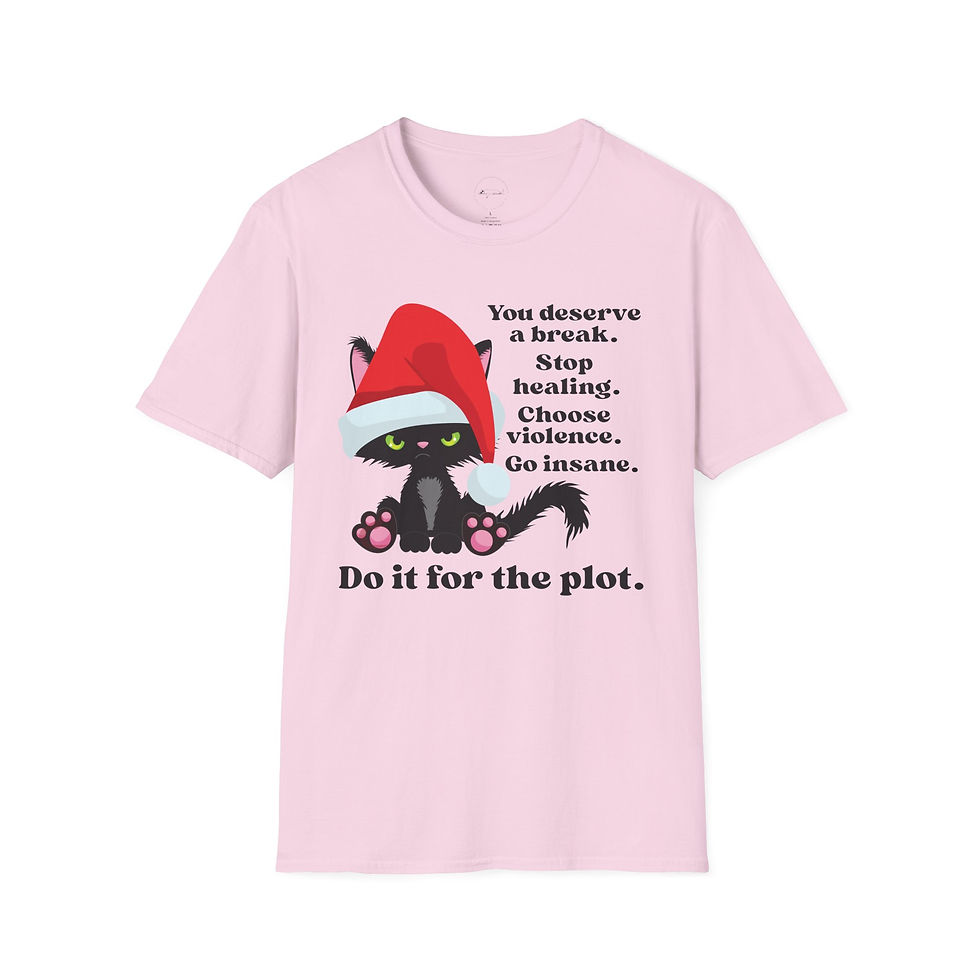 Thumbnail: Cat Christmas T-Shirt — "Do it for the plot" Cute Black Cat Santa Holiday Tee