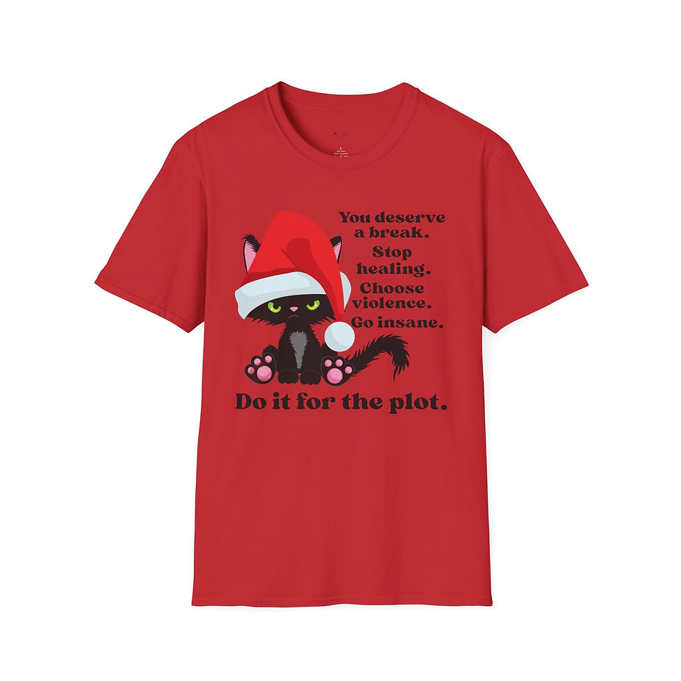 Thumbnail: Cat Christmas T-Shirt — "Do it for the plot" Cute Black Cat Santa Holiday Tee