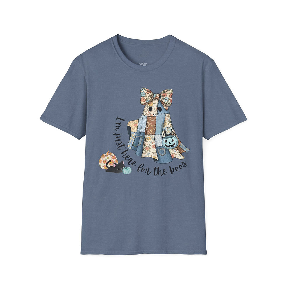 Thumbnail: I'm Just Here for the Boos, Unisex T-Shirt, Teal Pumpkin Cute Ghost