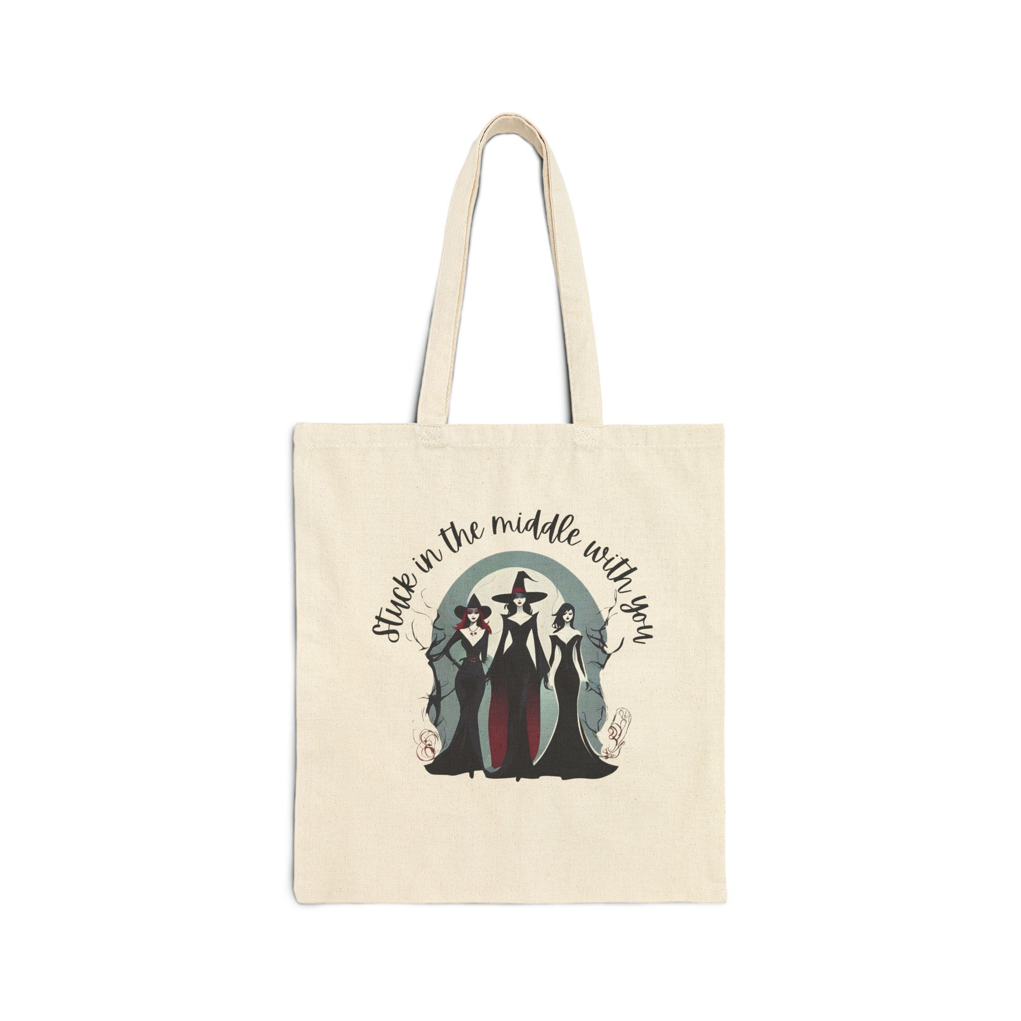 Stuck in the Middle with you -Witches Cotton Canvas Tote Bag, Gift, Book Bag