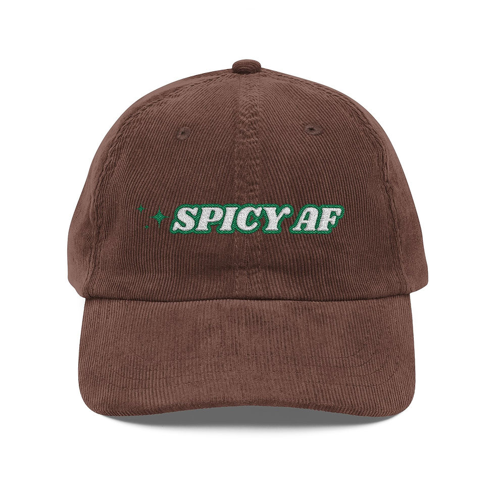 Thumbnail: Vintage Embroidered Corduroy Cap - Spicy AF, Casual Hat, Gift for Her