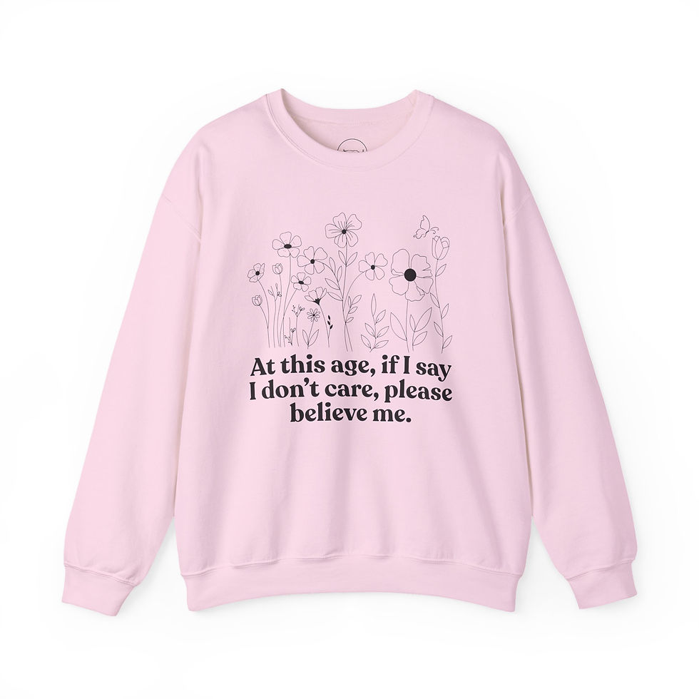 Thumbnail: I Don’t Care Please Believe Me, Minimalist Flower, Crewneck Sweatshirt