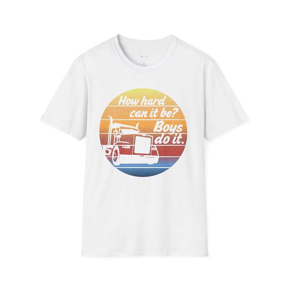 Thumbnail: How Hard Can It Be? Boys Do It , Woman Trucker, Unisex Softstyle T-Shirt