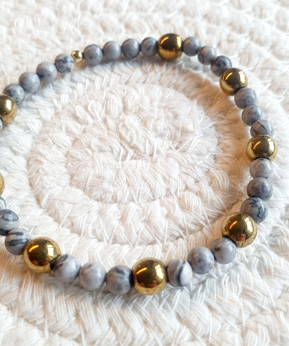 Miniaturbild: DOLA | Statement-Armband aus Dolomitperlen und Hämatit