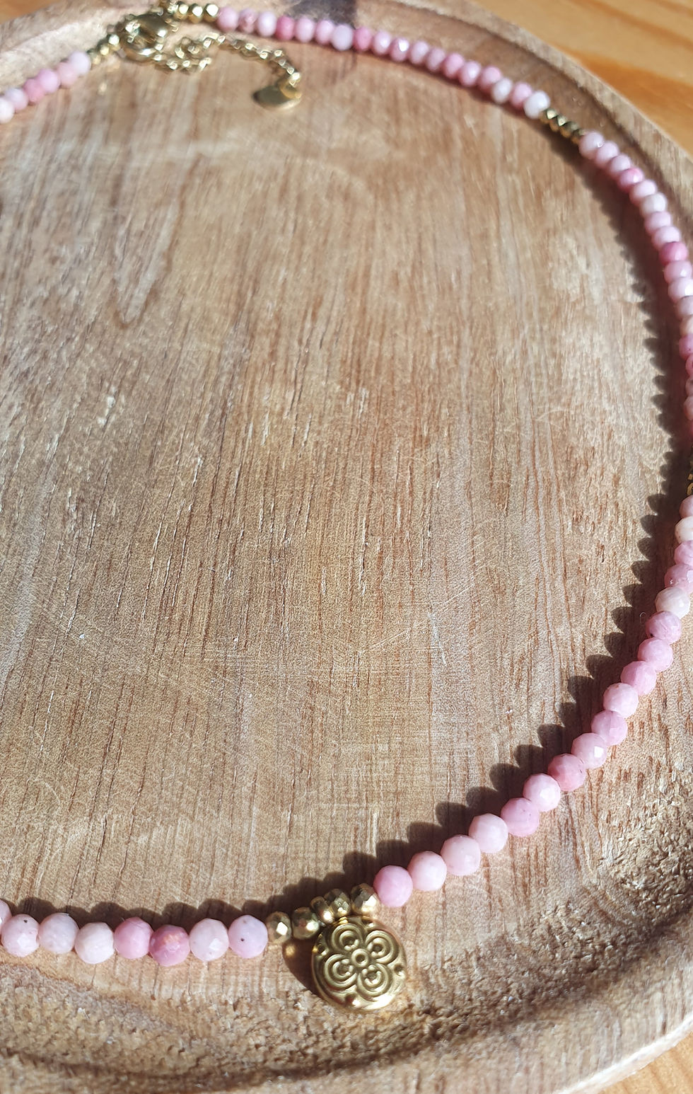 Miniaturbild: BONNIE | Choker Kette Rhodonit & Hämatit | Edelstahl-Anhänger rund
