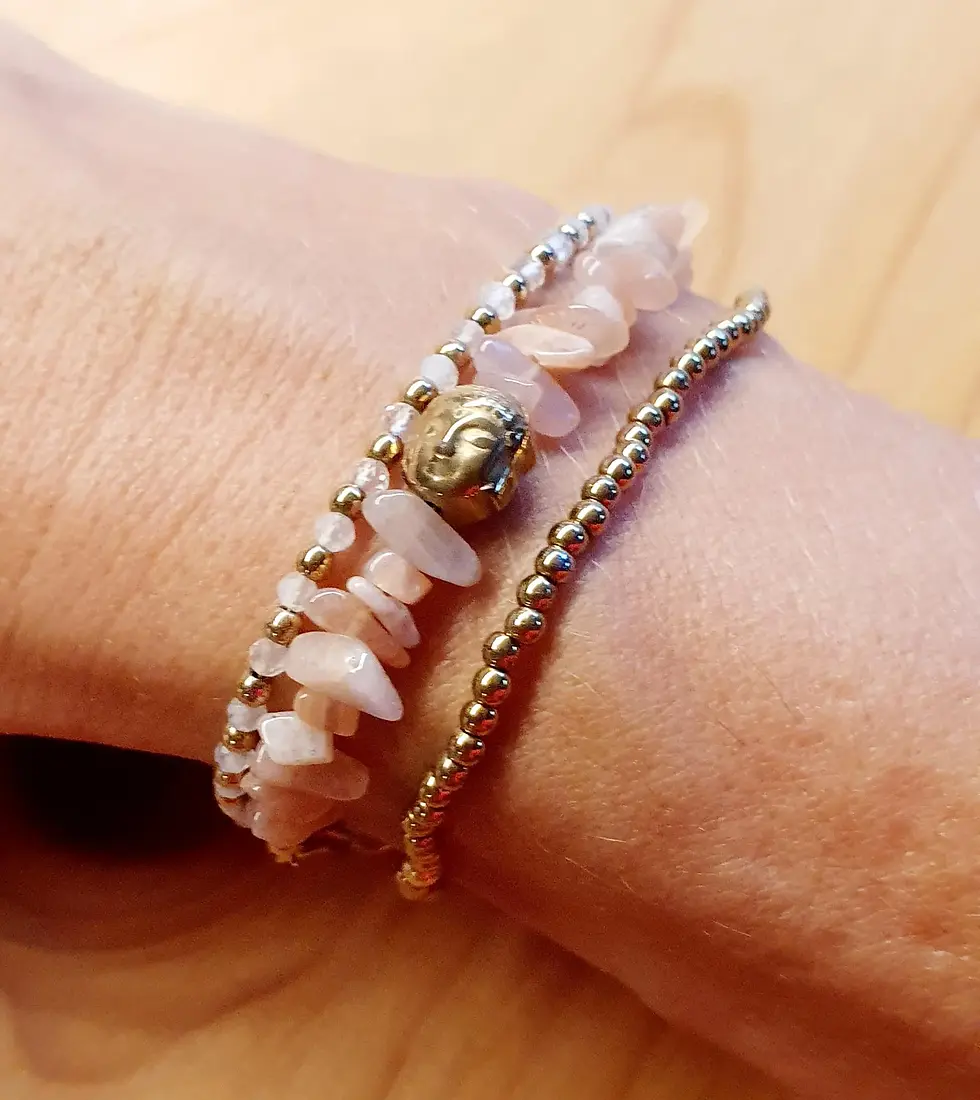 Miniaturbild: SUN | Armband aus Sunstone mit Buddha aus Hämatit