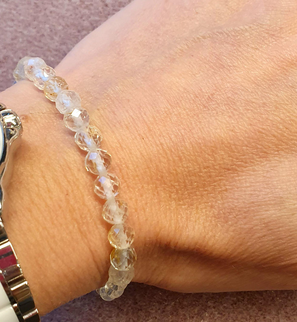 Miniaturbild: Bergkristall Armband mit Jaspis | Elastisches Edelsteinarmband