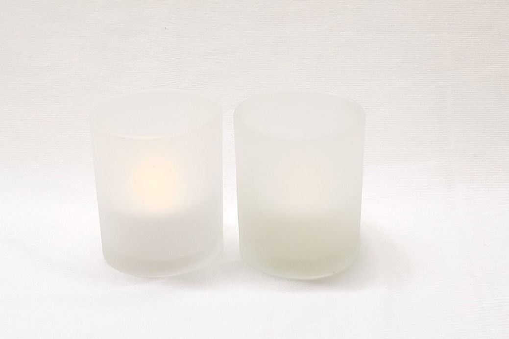 white frosted tealight holder - event rentals