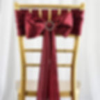 burgundy chair sash - wedding rental