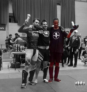 Omar Dacres proudly showing his third place K1trophy