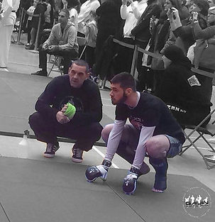 Kevin giving Ellis some last minute advice prior to his first MMA fight MAASIF