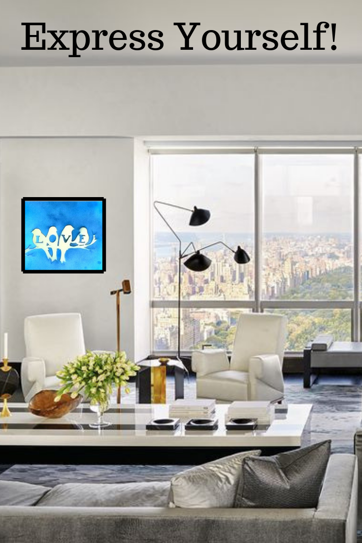 Thumbnail: Spray Paint Art- Silhouette Mirror Art- Home Decor- Love Birds