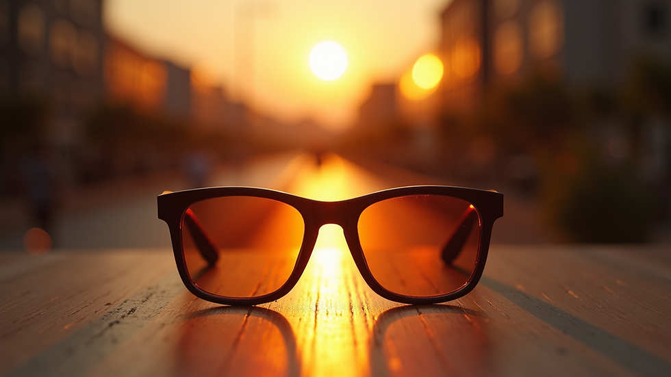 Close-up view of solar eclipse glasses on a table