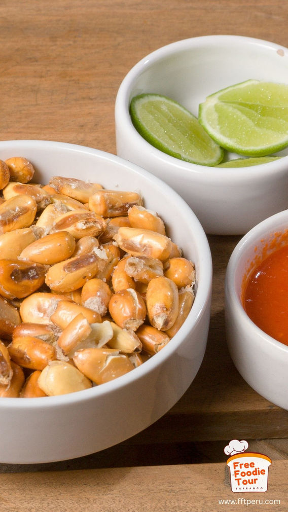 cancha chulpi, Peruvian snack, toasted corn, Free Foodie Tour Barranco