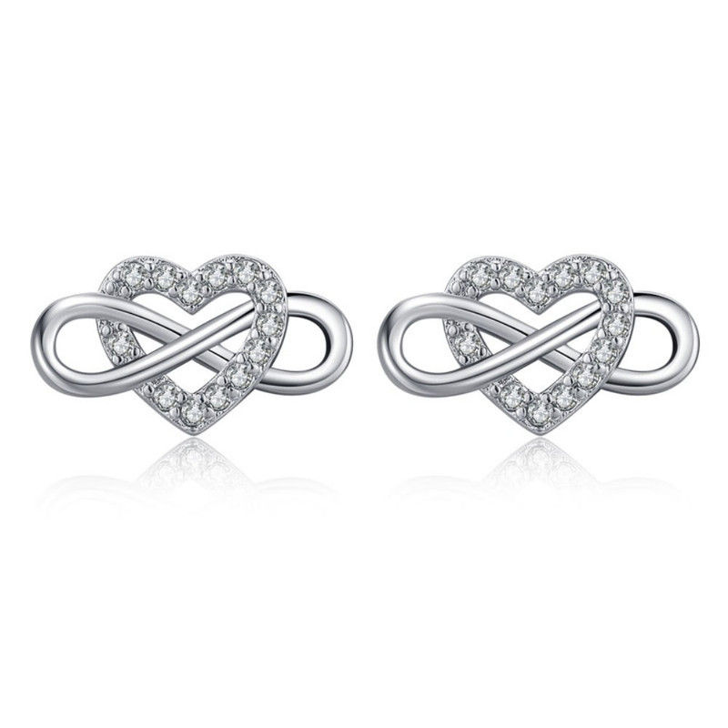 925 Sterling Silver Romantic AAA Zircon Heart Love Earrings For Women