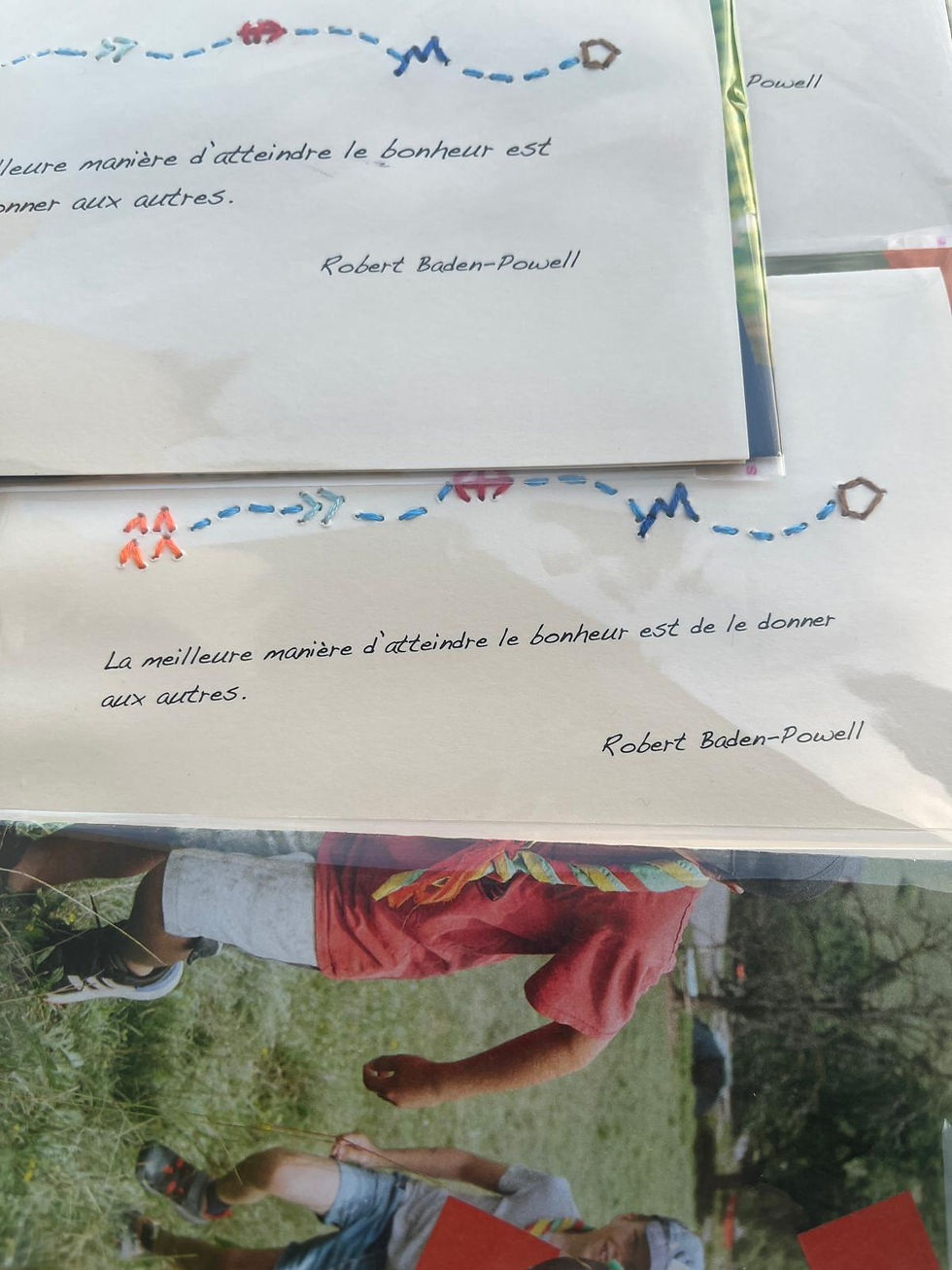 Miniature : Carte brodée - citation scoute & enveloppe recyclée