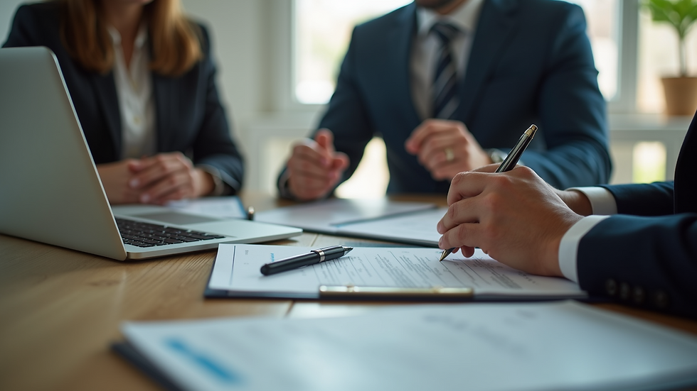 Close-up view of a mortgage broker discussing options with a client