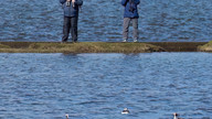 Lorraine and Christine looking at Long-tailed Ducks