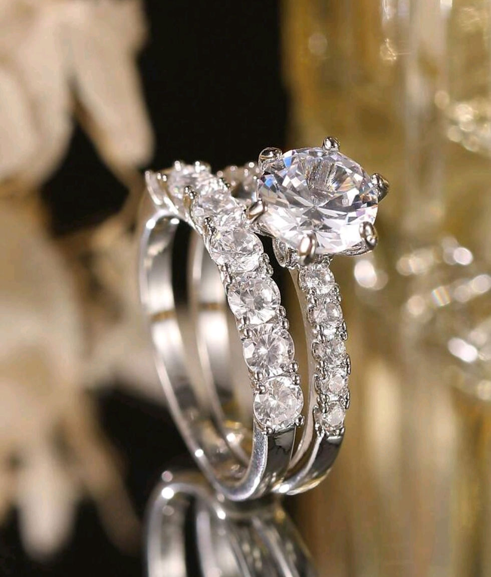 Thumbnail: 2pcs Cubic Zirconia Ring Set in 2pcs Cubic Zirconia Ring Set 