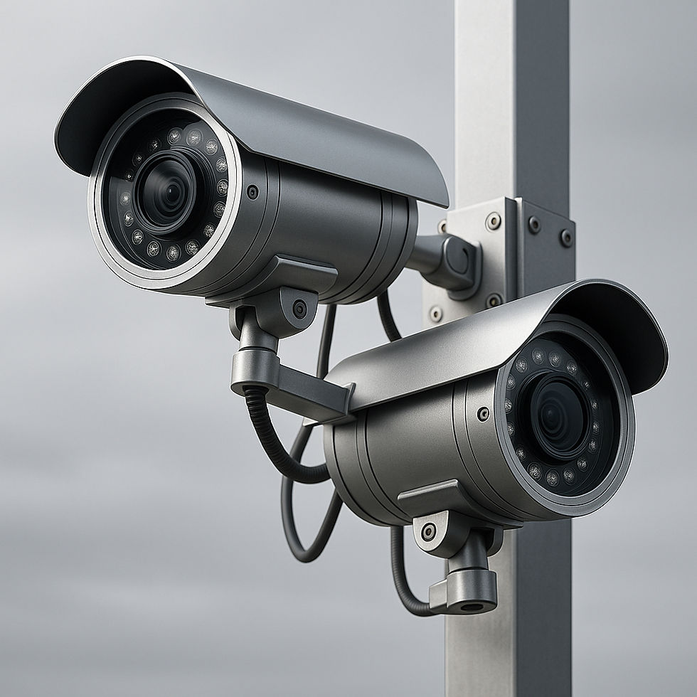 grey security cameras