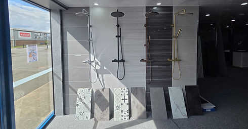shower heads in bathroom showroom