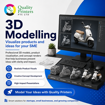 3D modelling image shows product visuals, matching homepage content about creative concepts and SME presentation solutions.