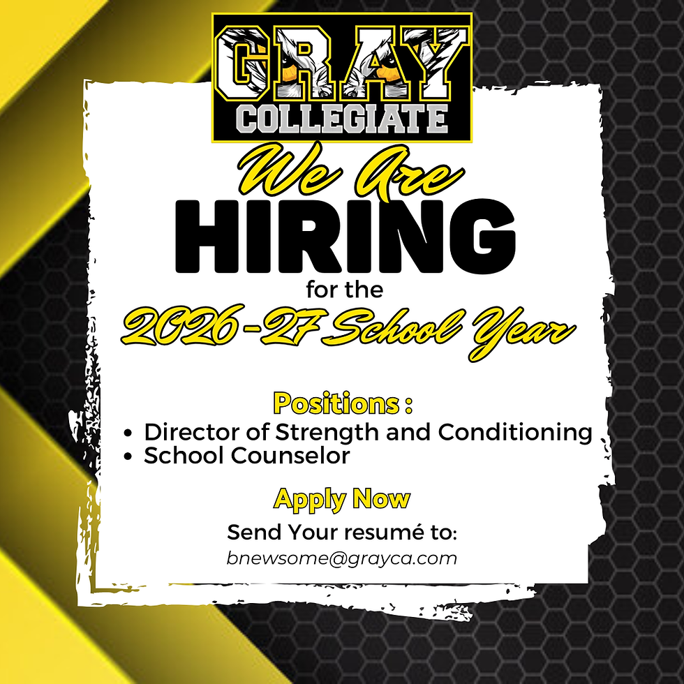 Photo listing job openings at gray instructing people to apply via email with resume sent to bnewsome@grayca.com