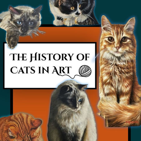 A montage of cats all over an ad for a cat history blog