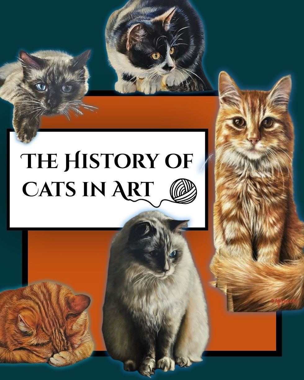 A montage of cats all over an ad for a cat history blog
