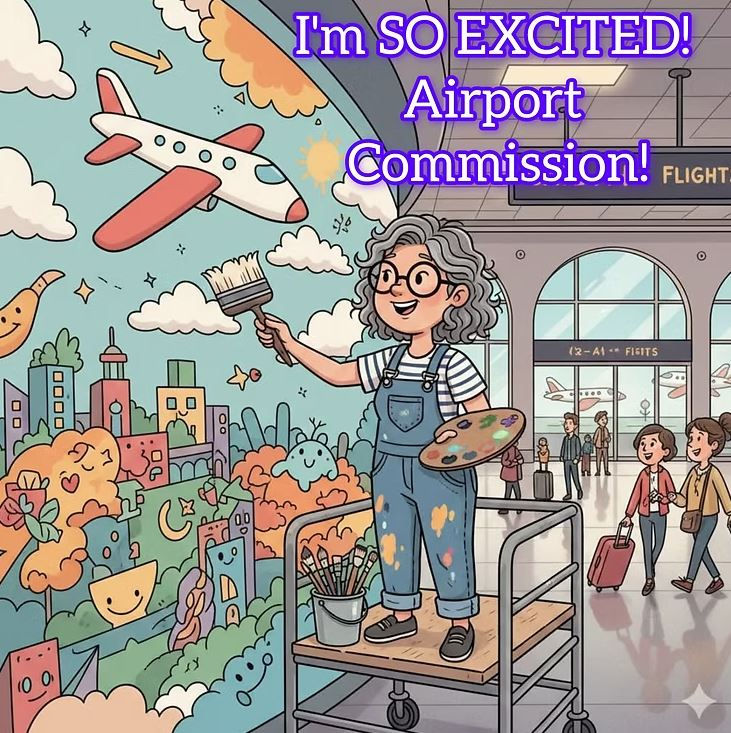 Illustration of Shan Fannin painting a mural