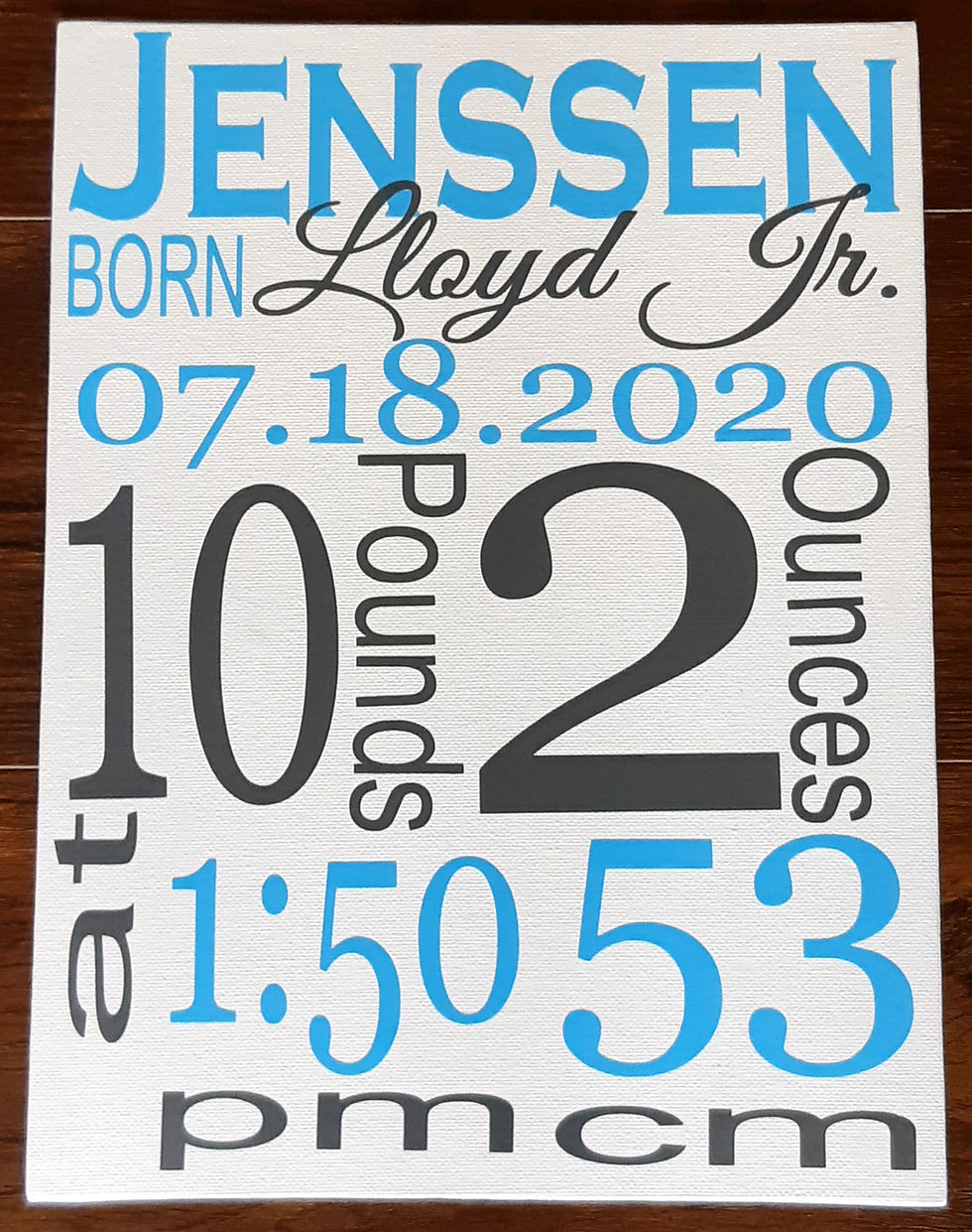Thumbnail: Personalized Subway Stat Onesie or Canvas Board