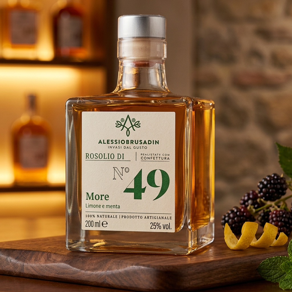 Rosolio de mora, limón y menta