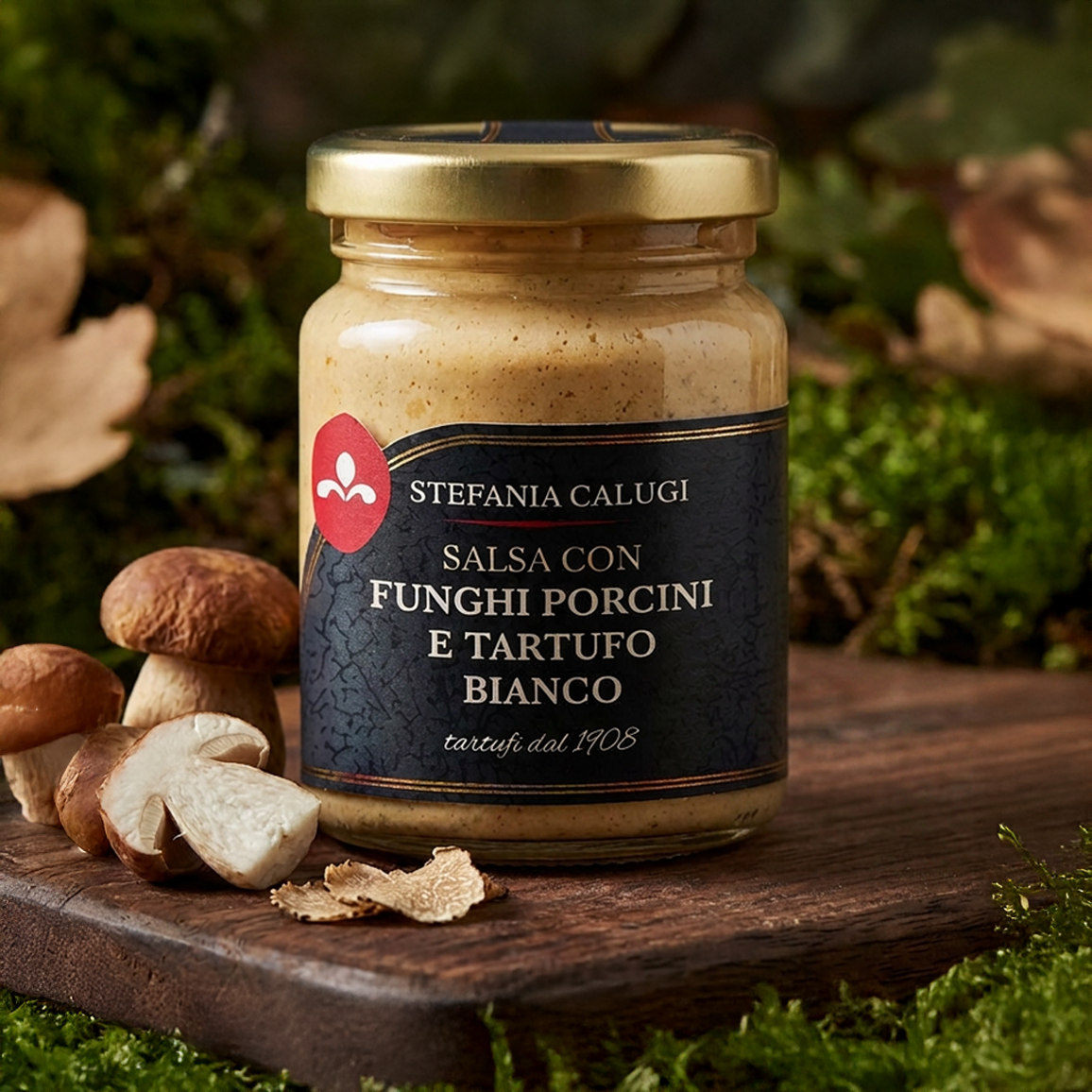 Porcini-svampe og hvid trøffelsauce